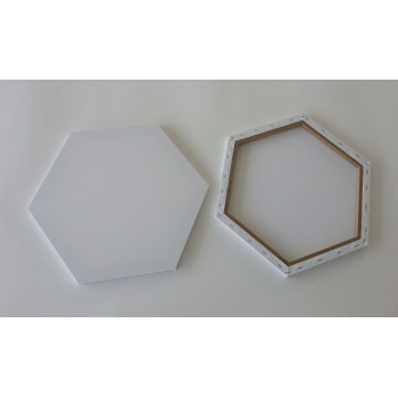 Lona estirada en blanco en forma hexagonal